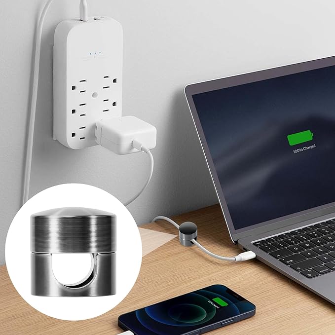 SmallCat 8 Sets Charger Holders for Cords, Black Adjustable Cable Anchor Holders, Adhesive Metal Cord Clips, Cable Management Wire Organizers for Desk, Office, Nightstand