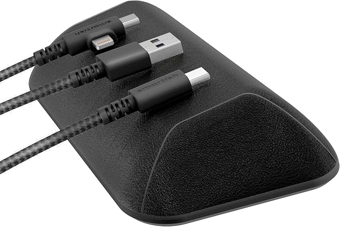 Smartish® Magnetic Cord Holder - Bigger Cable Wrangler Organizer with Magnet Clips for Charger Management on Desktop, Nightstand - Holds 6+ Cables - Black Tie Affair
