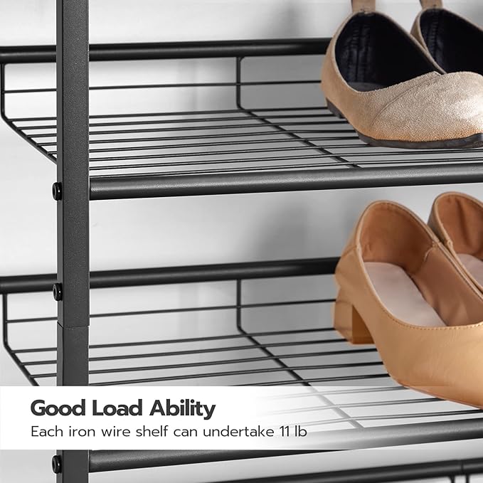 HOOBRO Shoe Rack, 5 Tier Shoe Organizer for Front Door Entrance, Shoe Shelf with Adjustable Tilt Angle, Holds 16-20 Pairs, for Entryway, Garage, Closet, Rustic Brown and Black BF08XJ01