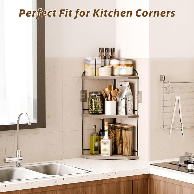 Corner Bathroom Counter Organizer, Grey