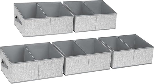 Closet Storage Bins, 5 Pack Storage Baskets for Shelves, Grey