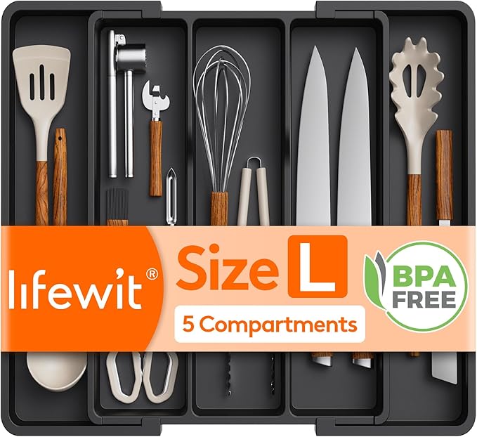 Utensil Organizer, Adjustable Kitchen Drawer Organizer