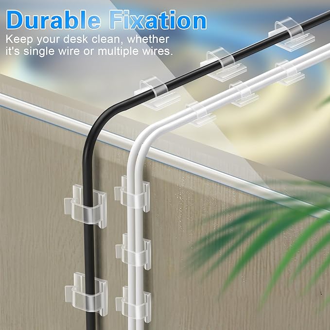 60 PCS XHF 3/4” Adhesive Cable Wire Clips Clear, Outdoor Christmas Light Clips