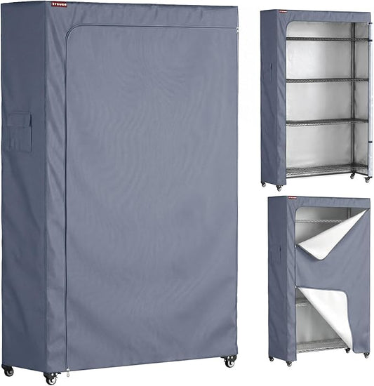 Waterproof Shelving Cover, Fits 48" W x 18" D x 72" H, 600D Heavy Duty Wire Shelf Cover with Two-Way Zipper, Dustproof Rack Cover for Kitchen Pantry & Laundry Room (No Shelves Included)
