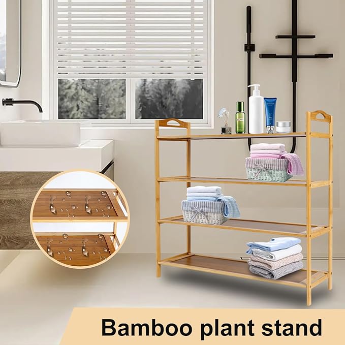 4 Tier Bamboo Shoe Rack, Free Standing Shoe Racks, Shoes Rack Organizer