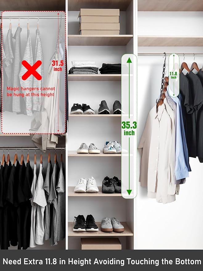 DAY Space Saving Hanger 20 Pack Sturdy Black Magic Hangers for Closet Organizers