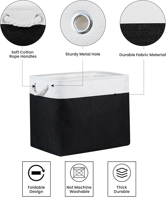 Bidtakay Baskets Extra Large Storage Bins for Clothes Set of 2 Black Baskets