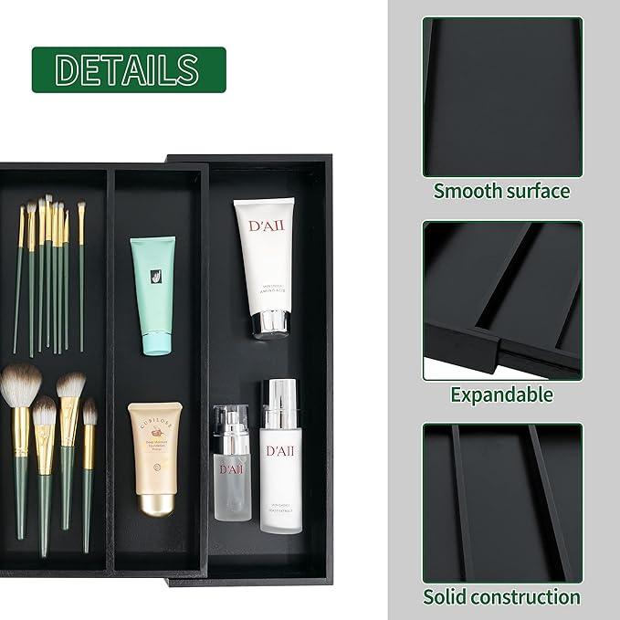 Bamboo Drawer Organizer Kitchen Utensils