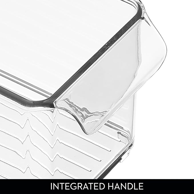 iDesign Stackable Fridge Storage Bin with Handle - Fridge and Freezer Organizer Bin - Set of 3 - Clear