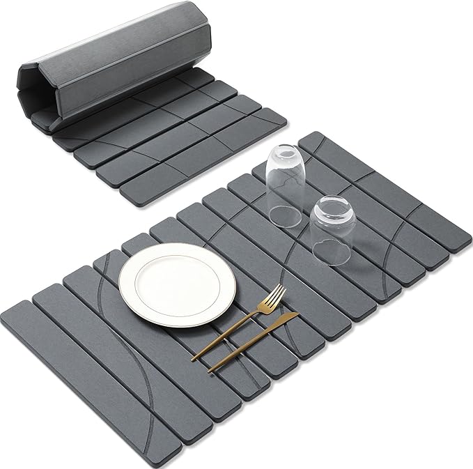 Extra Large Stone Dish Drying Mat for Kitchen Counter, Quick Dry Stone Dish Mats