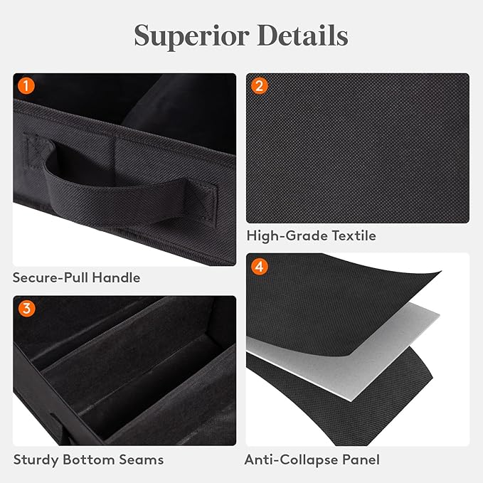 Lifewit 2-Pack Under Bed Shoe Storage, 4.3 Inches Low Profile Fabric Slim Shoe Organizer for Closet with Clear Cover, Set of 2 Thin Stackable Shoe Boxes Hold 24 Pairs, Black