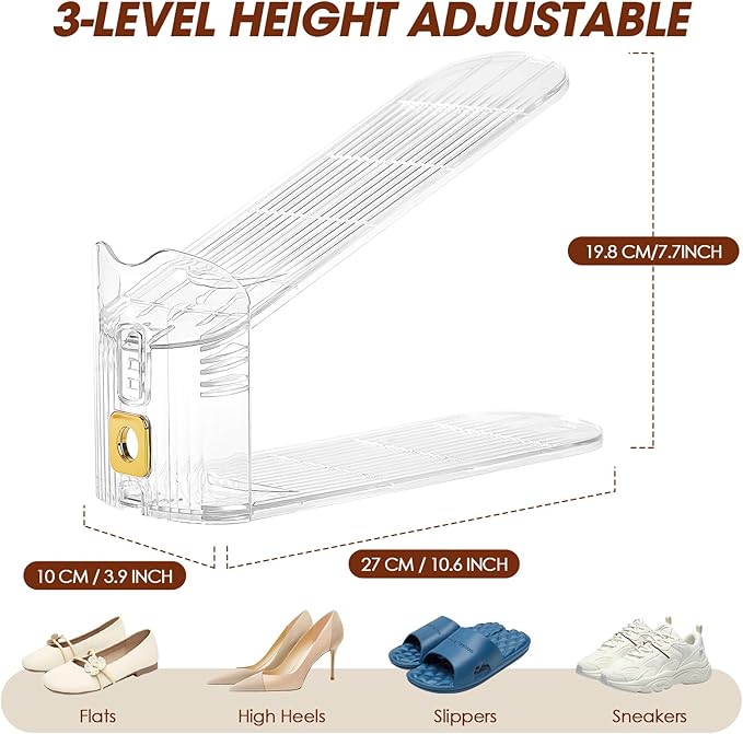 30 Pack Shoe Slots Organizer for Closet, Adjustable Shoe Stackers for a Pair of Shoes Shoe Rack Storage Shoe Space Saver 50% Shoe Shelf Display Holder for Closet