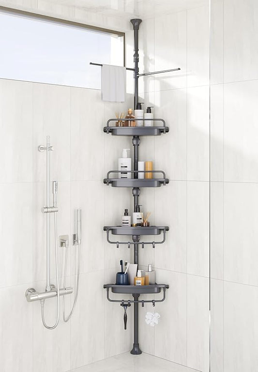 32-122inch Corner Shower Caddy Tension Pole Grey