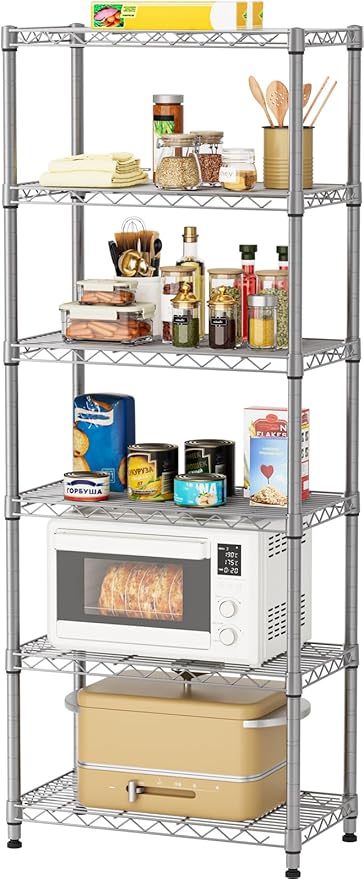 Golpart 5 tire Shelves Storage Wire Shelving Unit Metal Shelf Adjustable Organizers Storage Shelving for Bathroom Laundry Room Kitchen Pantry12”D x 22”W x 69”H Silver