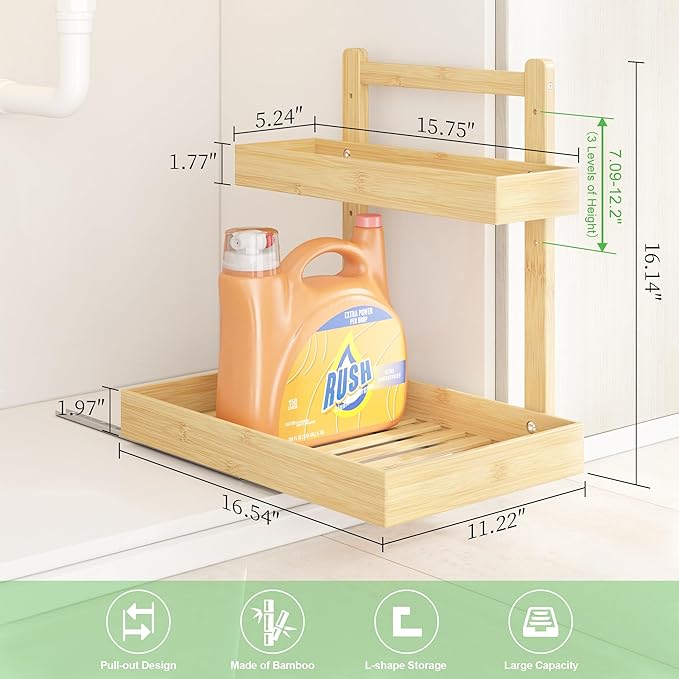 Under Sink Organizer, Nature, 2 Packs