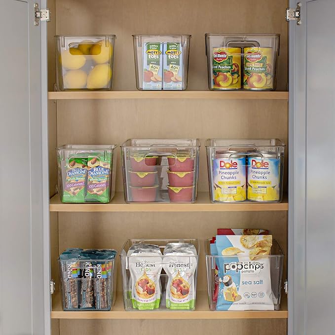 8 Pack Medium Clear Plastic Storage Bins