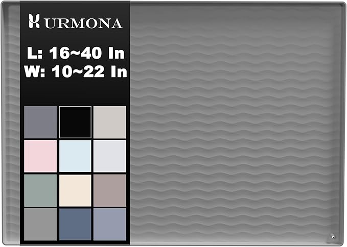 URMONA 37'' x 22'' Waterproof Silicone Under Sink Mat Cabinet and Counter Protector, Shelf Liner for Kitchen and Bathroom, Storage and Organizers, Litter Mat, Pet Cat Puppy Essentials（White Sand）