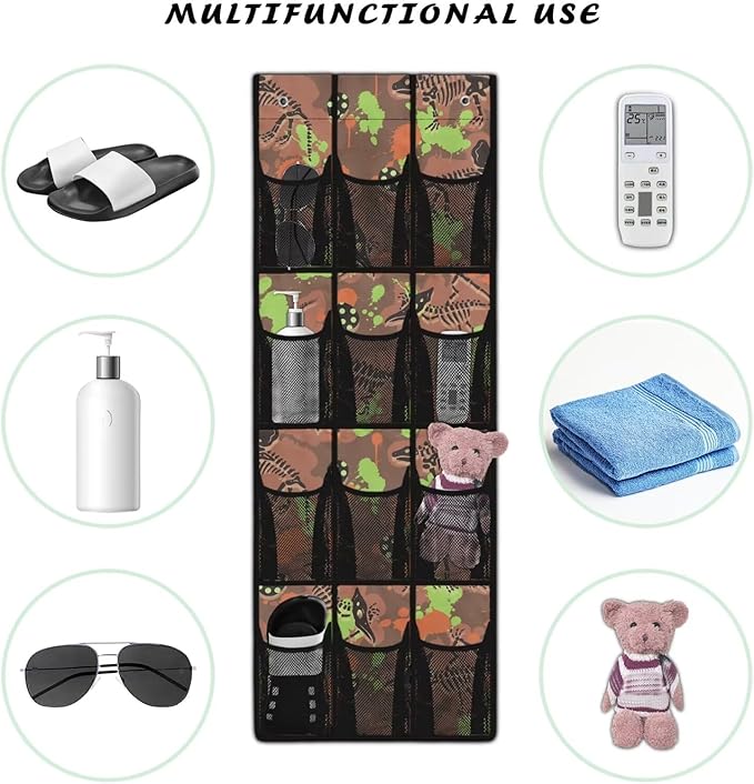 Green Dinosaur Over Door Shoe Organizer