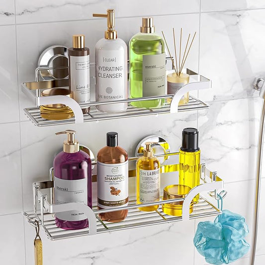 Shower Caddy Suction Cup 2 Pack, Shower Shelf for Inside