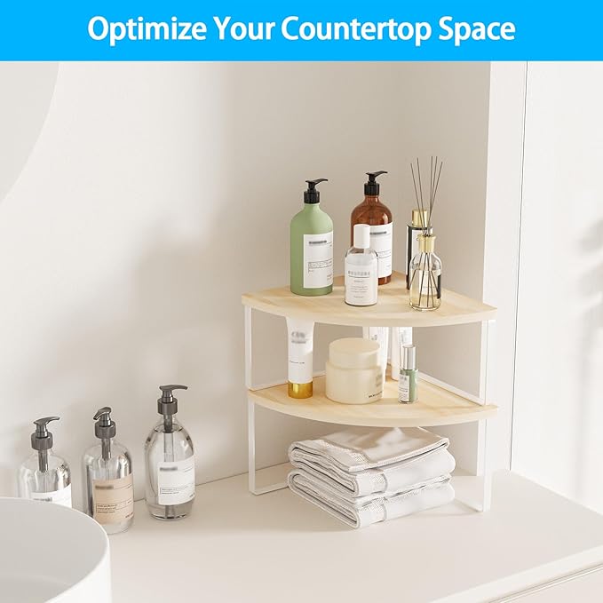 Corner Shelf Countertop Organizer, Natural Beige