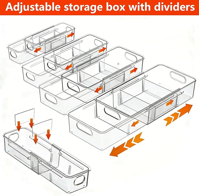 8 Pcs Expandable Clear Drawer Organizers