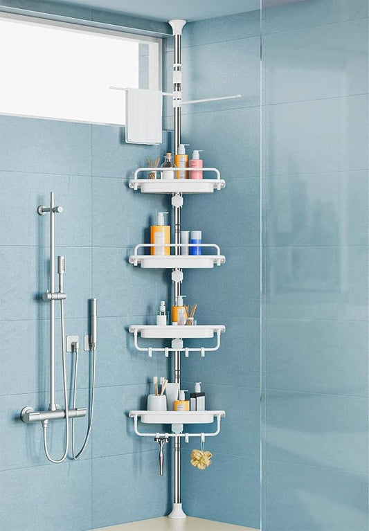 32-122inch Corner Shower Caddy Tension Pole White