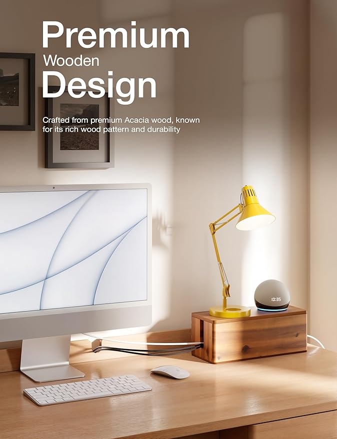 Acacia Wood Cable Management Box Round Edge