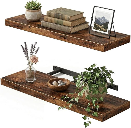 Wood Floating Shelves for Wall, 22" Long Wall Mounted Shelves for Living Room