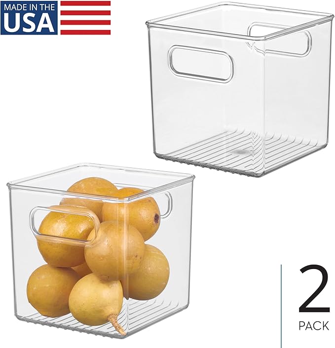 Pantry Storage Bins with Handles, Cube Organizer Bins for Cabinets or Fridge