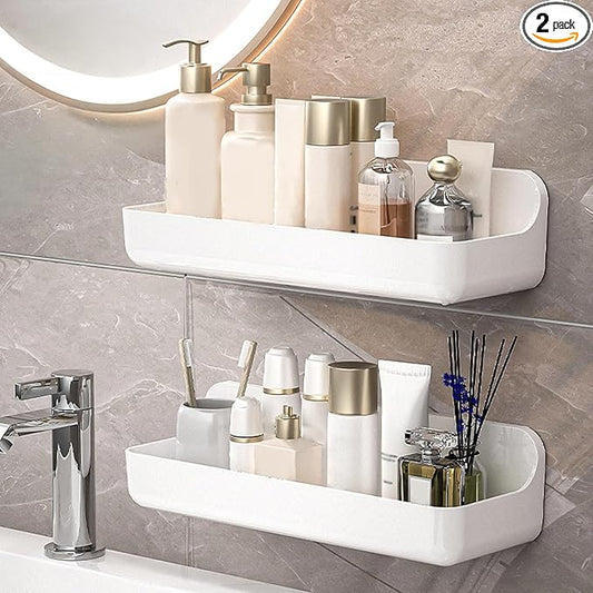2-Pack Acrylic Shower Shelves, Large Capacity Adhesive Shower Shelf