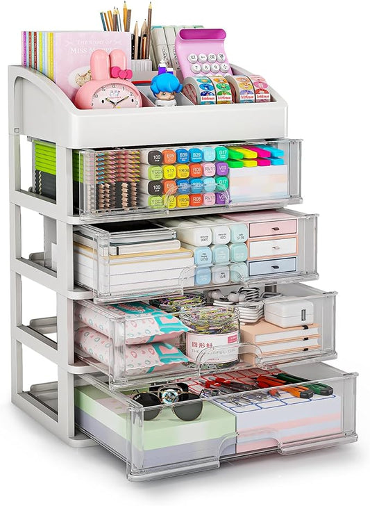 Desk Organizer with 4 Drawer Storage