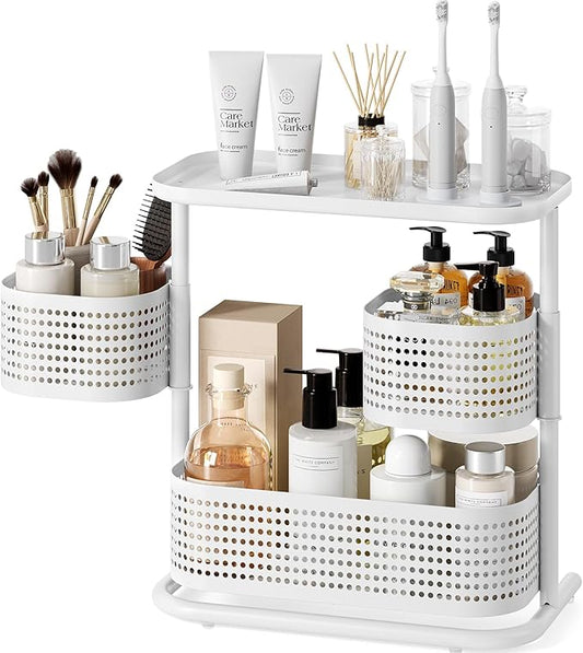 3-Tier Rotating Bathroom Counter Organizer, Vanity Tray for Makeup & Skincare