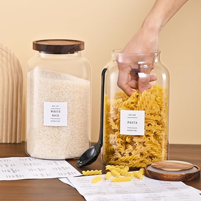 2 Pack Large Glass Storage Jars with Airtight Bamboo Lids, 95 FL OZ/2800 ml, Perfect for Kitchen Counter & Pantry Storage – Ideal for Flour, Sugar, Coffee, Rice, Nuts and More，