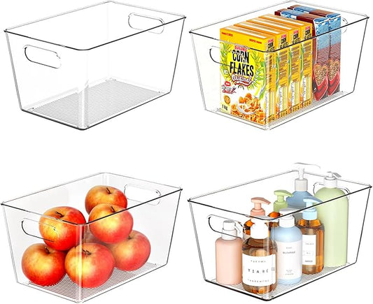 4 Pack Clear Plastic Storage Bins