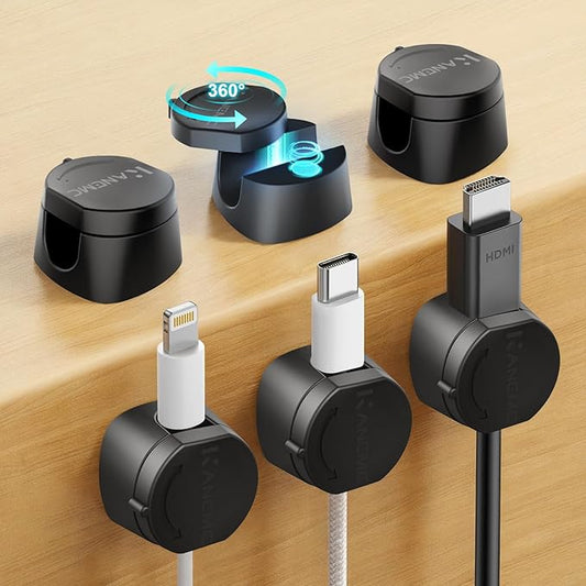 Cable Clips Cord Holder for Desk, Black, 6 PCS