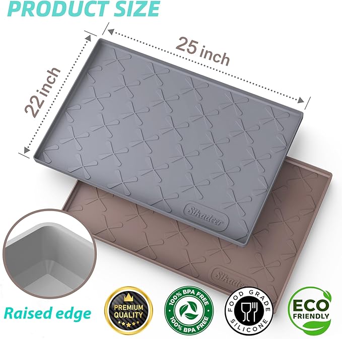 SIKADEER 25" x 22" Under Sink Mat Waterproof, Silicone Mat Kitchen Drawer Shelf and Cabinet Liner, Sink Protector for Kitchen Organizers and Storage, Boot Tray Pet Food Mats