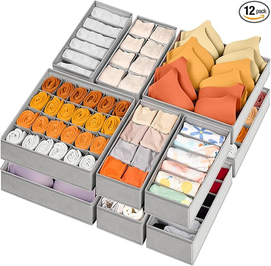 12 Pack Sock Underwear Drawer Organizer Dividers