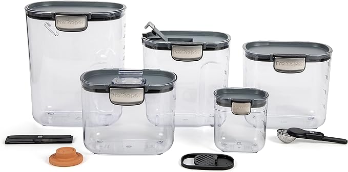 ProKeeper+ Airtight Food Storage Container Set, Grey, 9-Piece