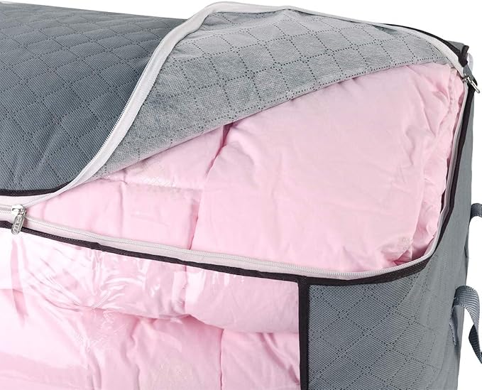 Comforter Storage Bag, 4Pcs Grey Large