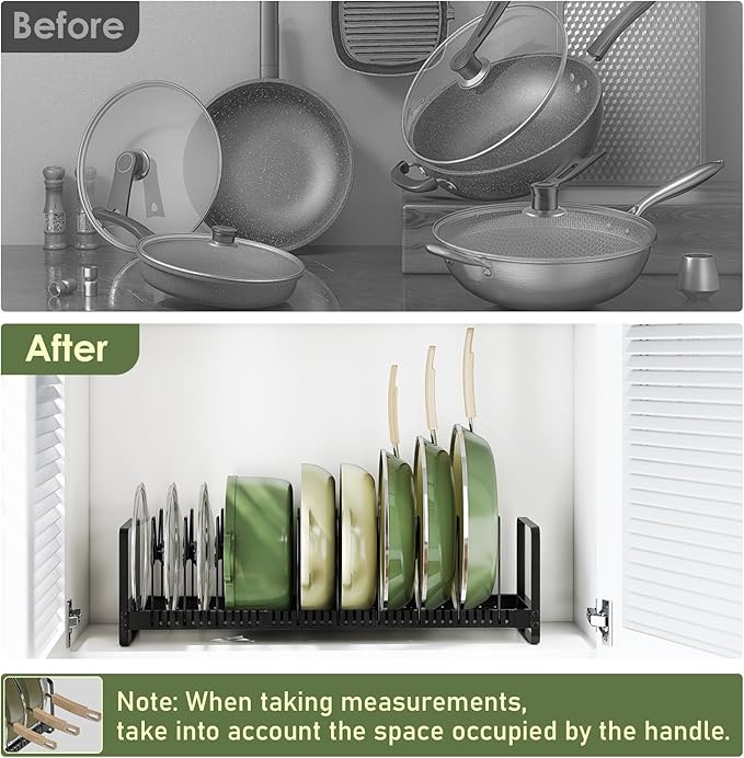 Pot Rack Pan Organizer inside Cabinet