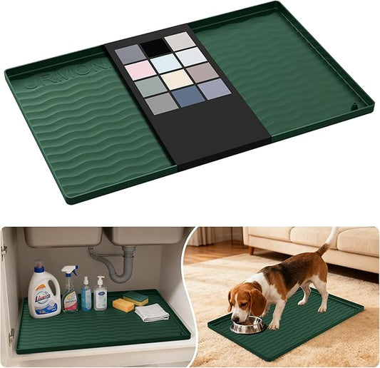 Waterproof Silicone Under Sink Mat 22'' x 14'' Shelf Liner for Kitchen, Green