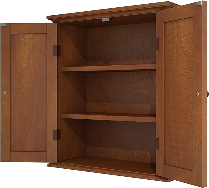 ChooChoo Bathroom Wall Cabinet, Over The Toilet Space Saver Storage Cabinet, Medicine Cabinet with 2 Door and Adjustable Shelves, Cupboard, Rustic