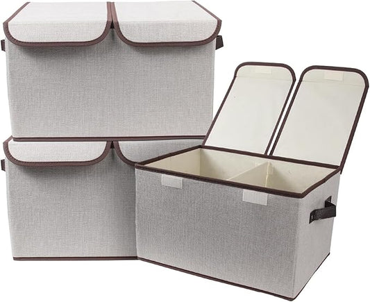 Foldable Fabric Storage Box, 16.5 x 11.8 x 9.8 inches (L x W x H), Grey, 3 Packs
