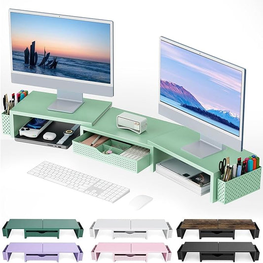 Dual Monitor Stand Riser, Sage Green