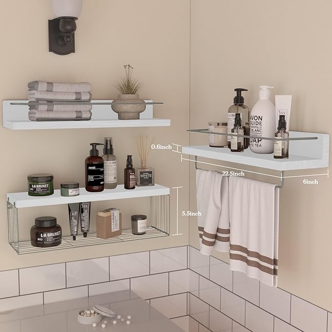22.5 inches Bathroom Shelves Over Toilet for Wall, White and Grey