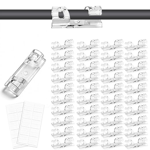 Adhesive Cable Wire Clips Clear (40 PCS) with Screw Holes
