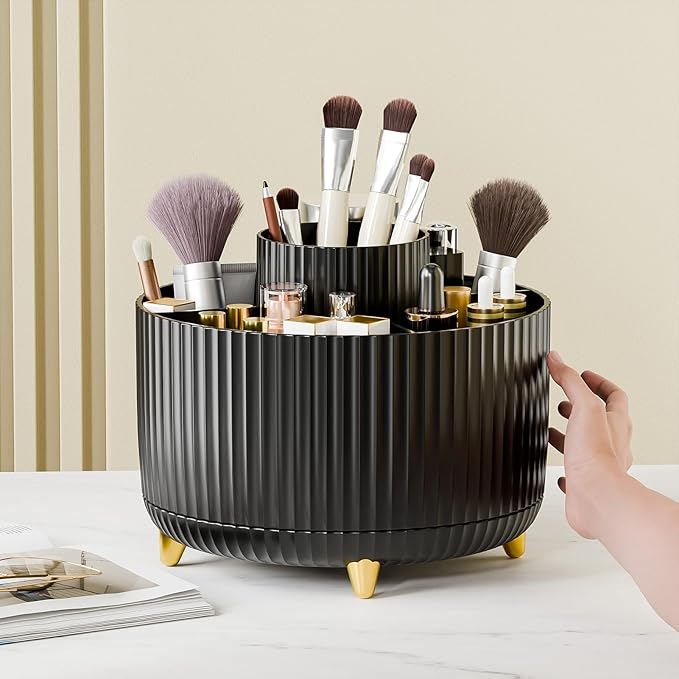 Fanado 360° Rotate Makeup Brush Holder Organizer, Black