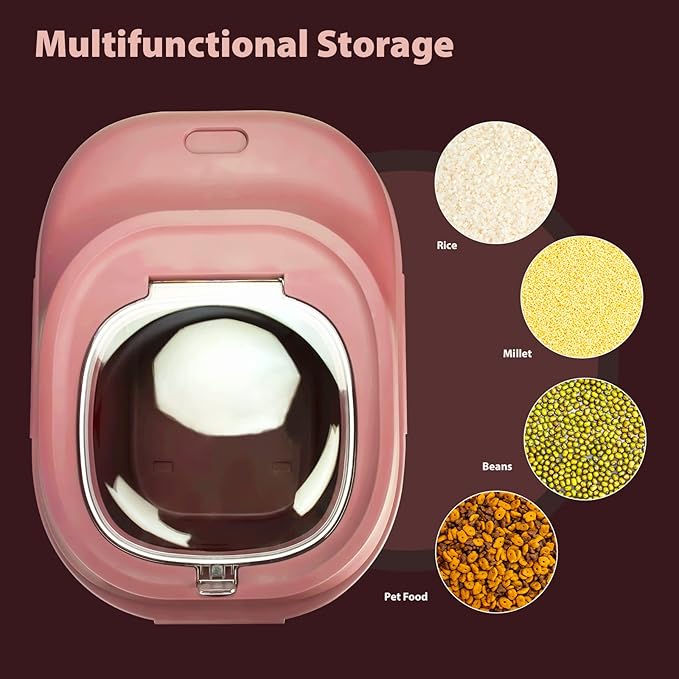 Viretec Cereal Rice Storage Containers, 20 to 50Lbs Collapsible Dry Food Dispenser Bins with Airtight Flip Lid Rolling Wheel, Kitchen Pantry to Store Sugar Flour, Dog Pet Cat Food Holder Container