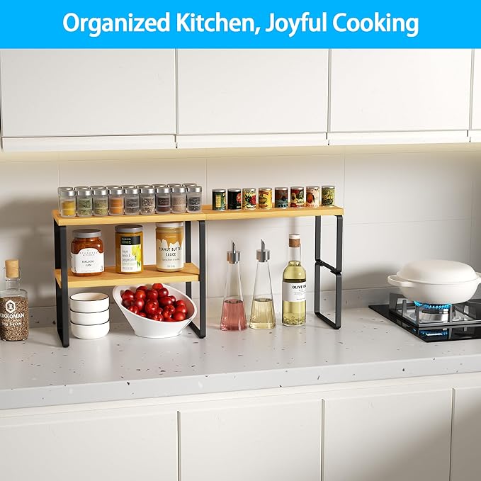 Countertop Organizer Corner Shelf, Bamboo