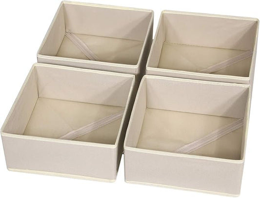 4 Pack Foldable Cloth Storage Box Closet Dresser Drawer Organizer Fabric Baskets